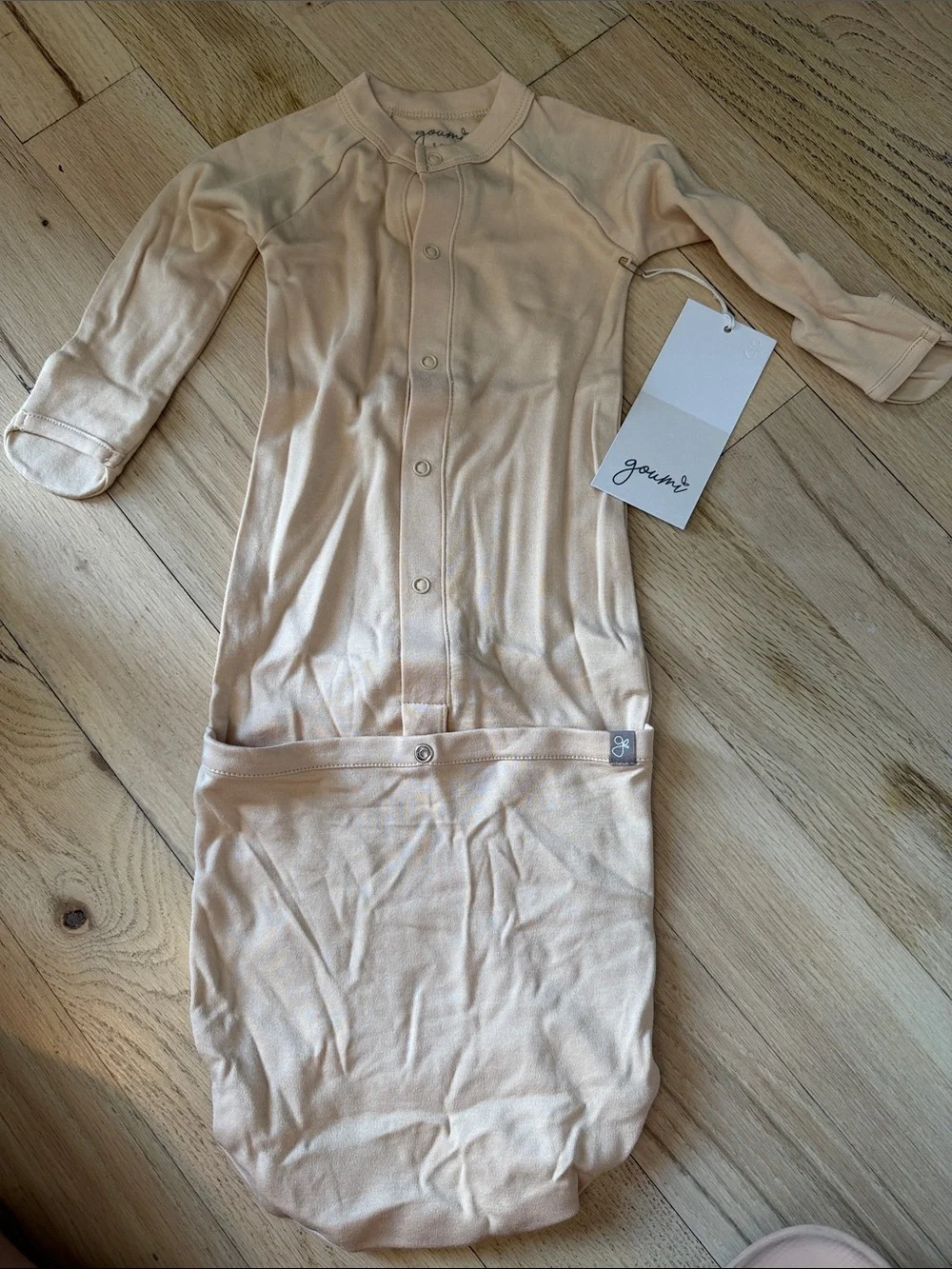 Goumi Peach Convertible Long-Sleeve Baby Gown